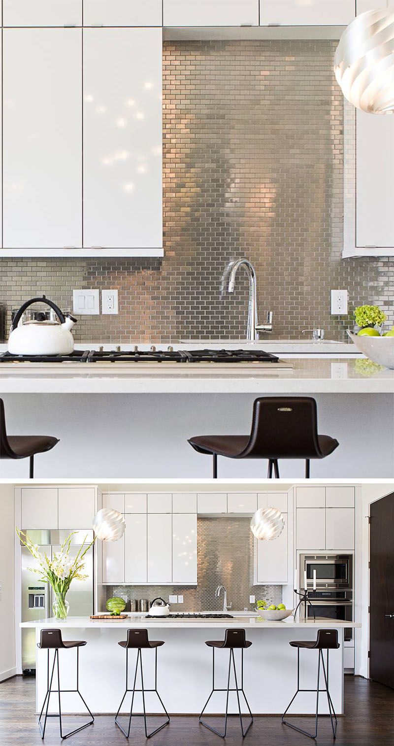 White Brick Backsplash Inspirational Kitchen Design Idea – Install A Stainless Steel Backsplash