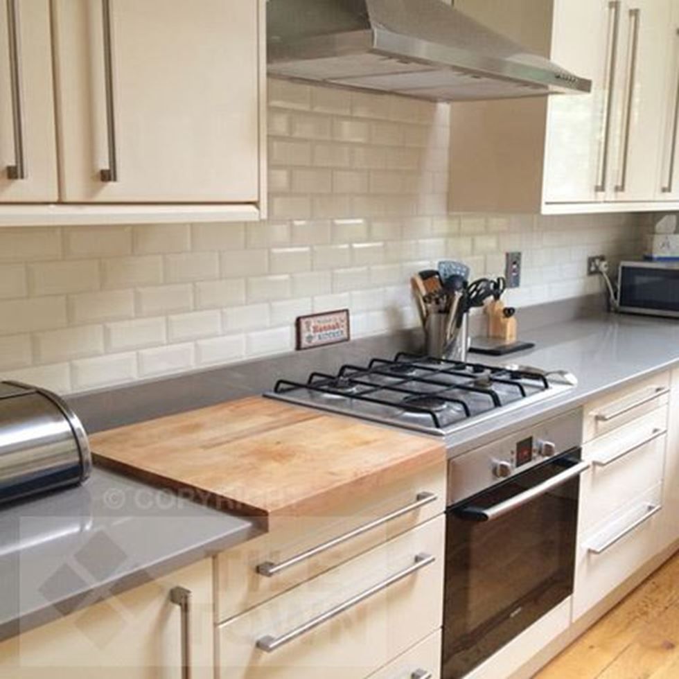 White Brick Backsplash Kitchen Lovely Metro Bone In 2020