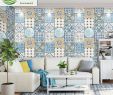 White Brick Tile Backsplash Kitchen Unique New Fashion White and Blue Faux Tile Wall Paper Roll Mediterranean Style Pvc Wall Paper Living Room Tv Back Wall Roll Study Room Wallpaper