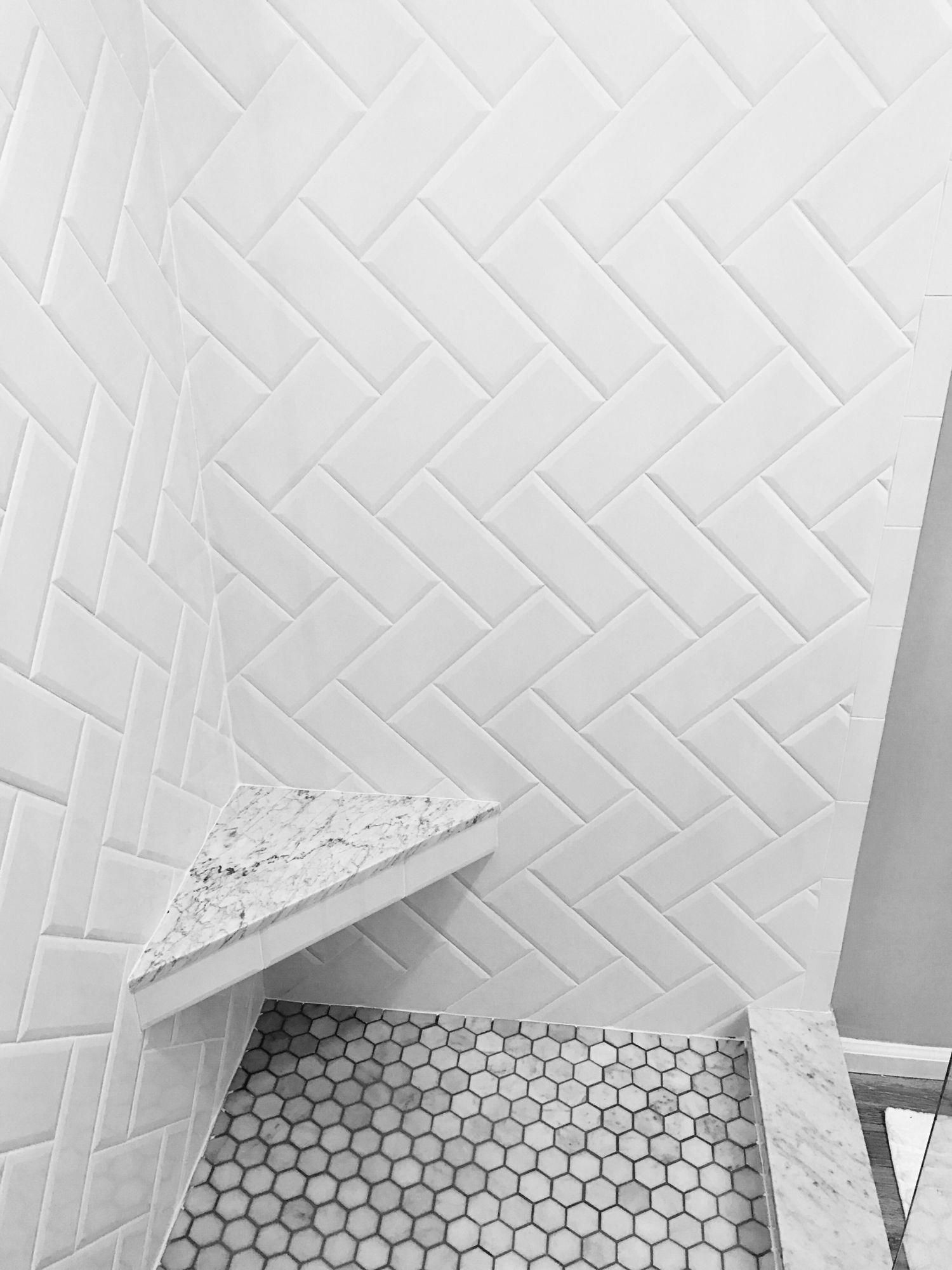 White Subway Tile Herringbone Elegant White Beveled Subway Tile Herringbone Pattern Marble Hexagon