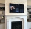 Astria Fireplace Luxury Mantle 2 Contempo White Honed 3x6 Marble Tiles Installed