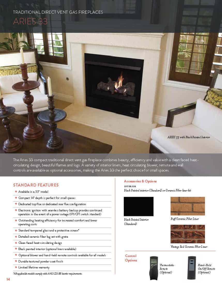 Astria Fireplace Unique Aries 33 Pact Traditional Direct Vent Gas Fireplace