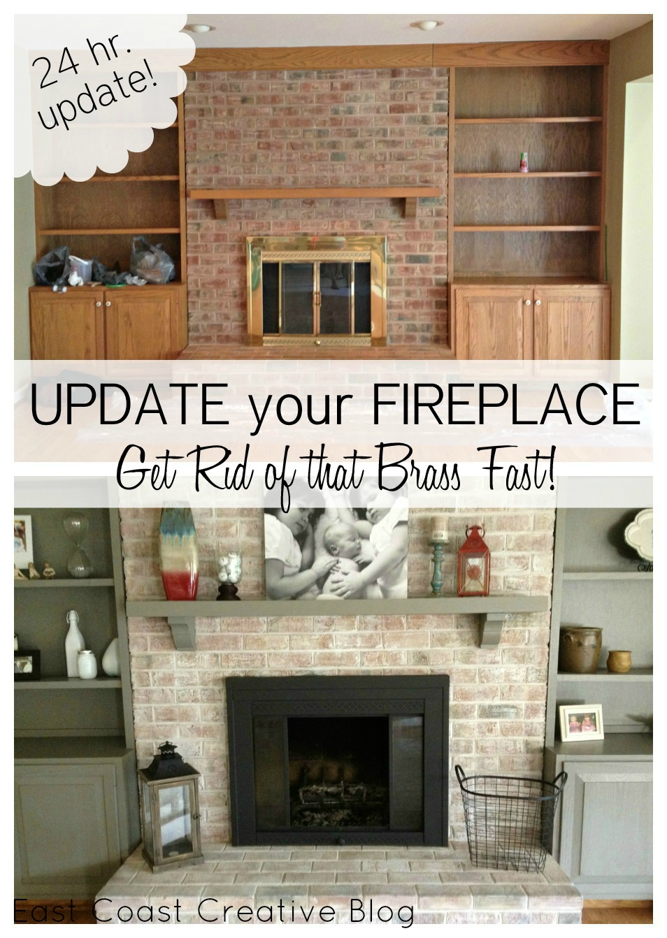 Brass Fireplace Update Showit Blog Before after 4
