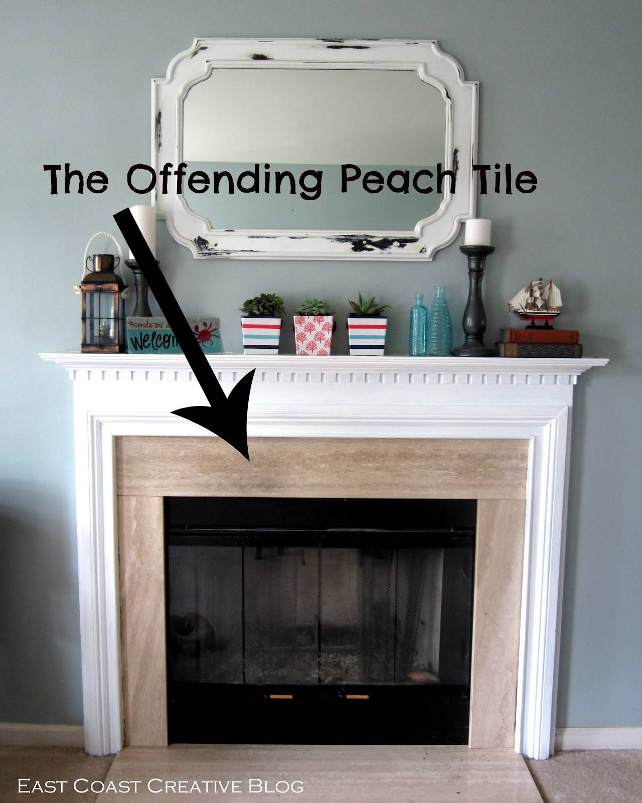 Simple Fireplace Upgrade Annie Sloan Chalk Paint – Showit Blog offending peach tile