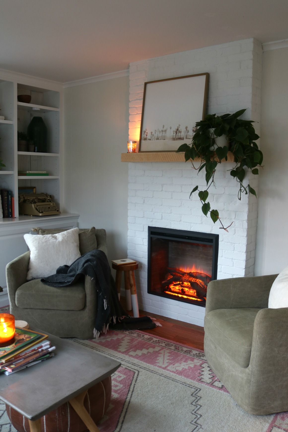 Electric Fireplace with Bookcase Elegant Fireplace Reveal Our Electric Brick Fireplace Nesting