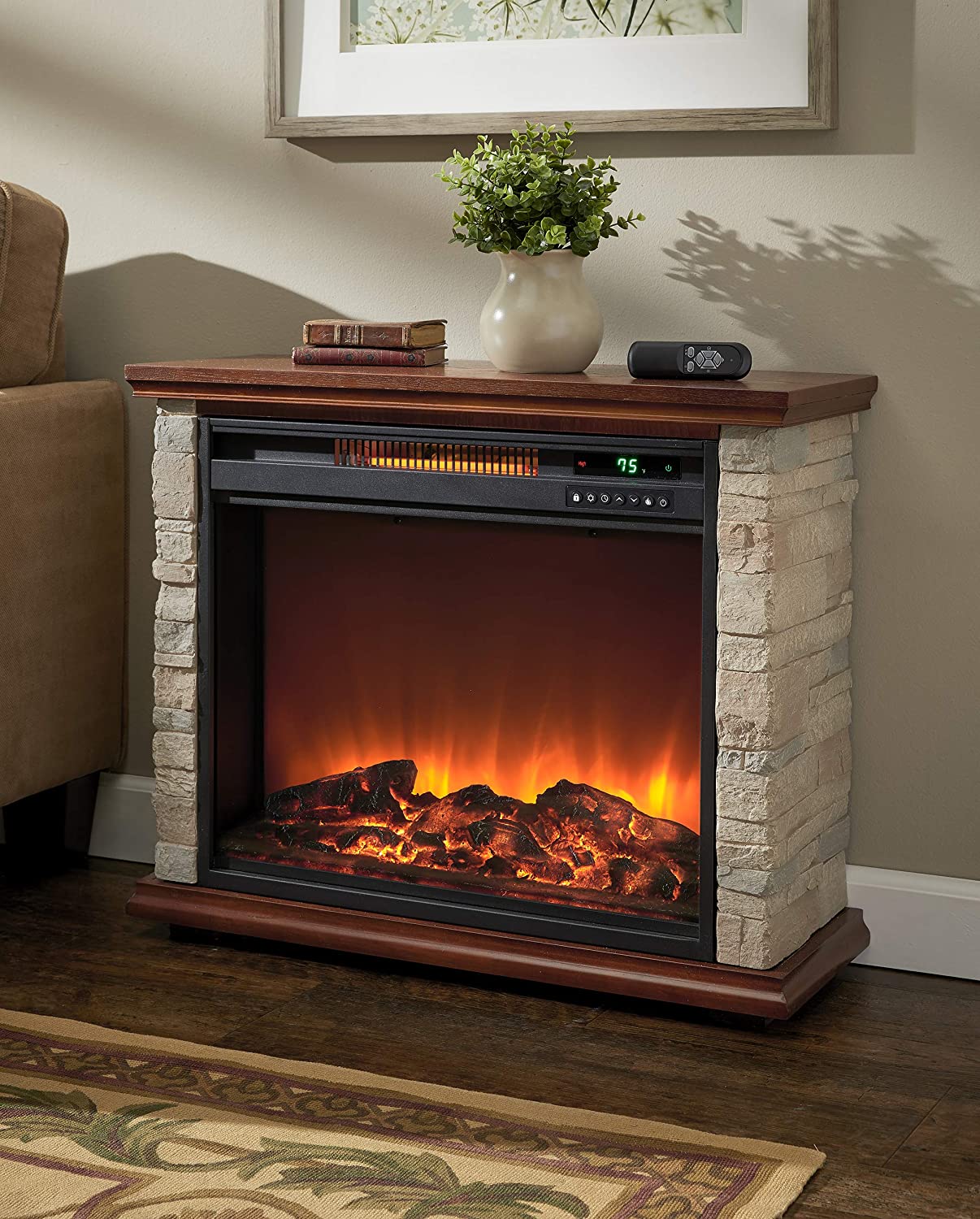 LIFE SMART Infrared Stone Remote Lifesmart Faux Electric Fireplace Extra B07LFZ1WFY