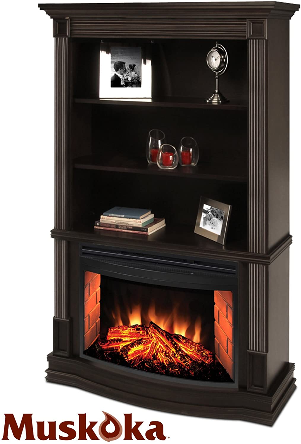 Electric Fireplace with Bookshelf Lovely Muskoka Picton Electric Fireplace with Curved Firebox and