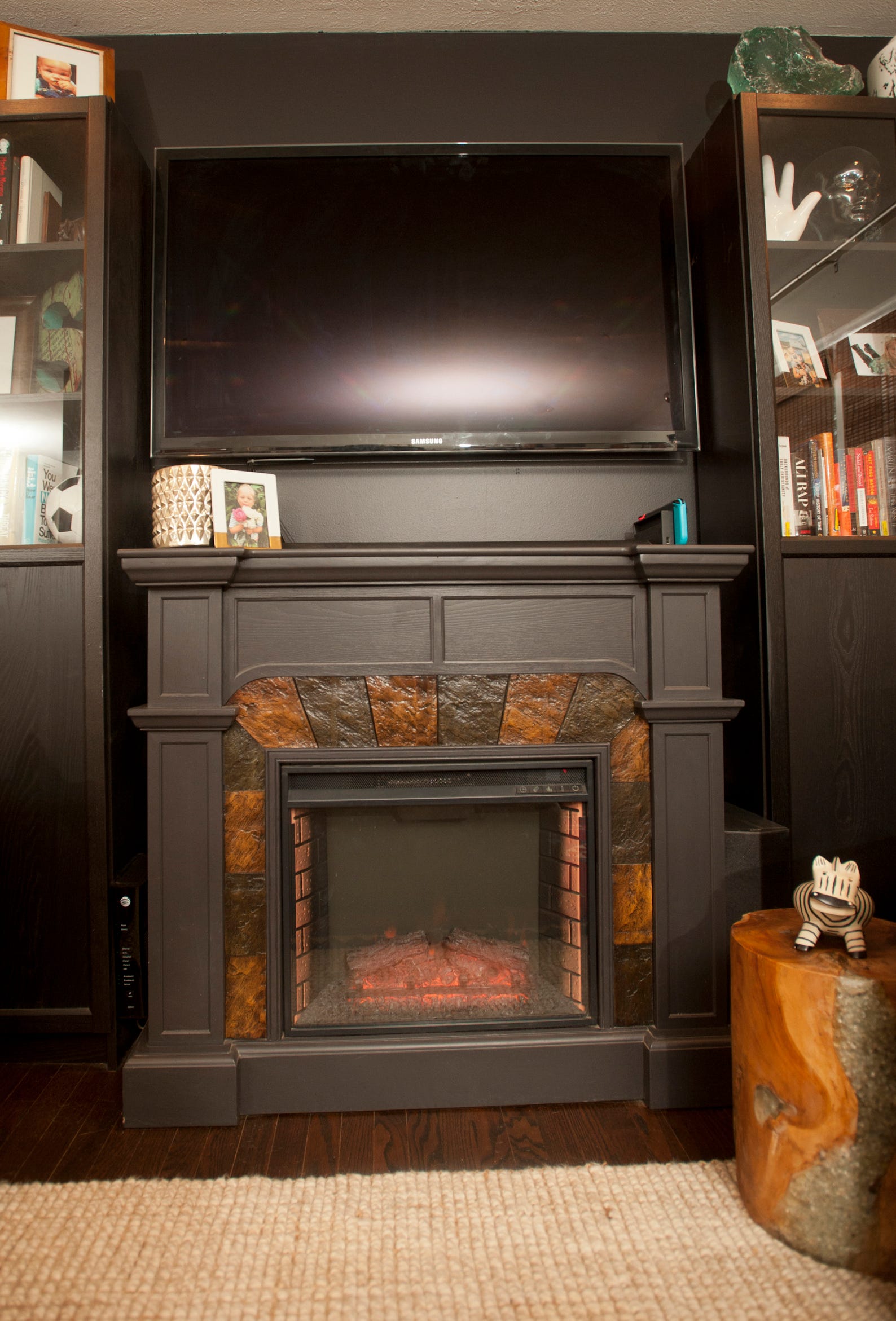 Electric Fireplace with Bookshelf New Louisville Couple Renovates Ranch Home In Klondike