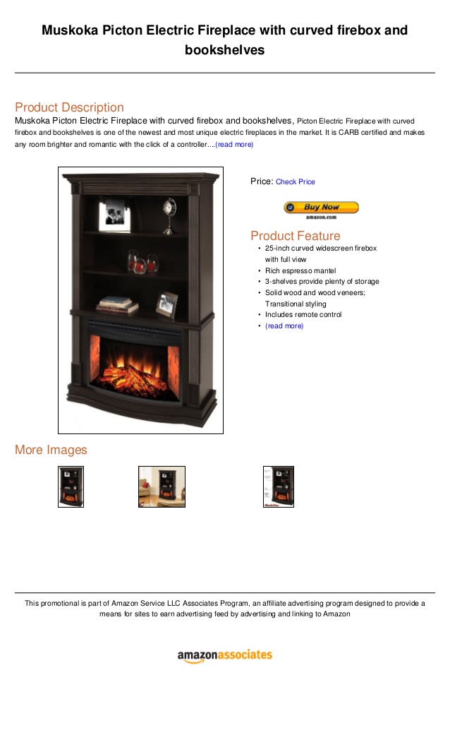 Electric Fireplace with Bookshelf New Muskoka Picton Electric Fireplace with Curved Firebox and