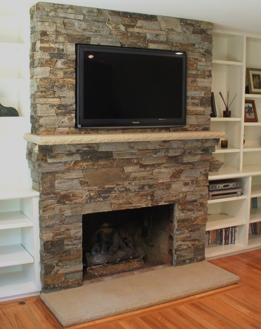 Electric Fireplace with Bookshelf Unique New Stone Fireplace with Tv Stylish Idea Intended for