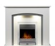 Fireplace and Chimney Authority New Adam Tuscany Fire Suite In Pure White & Grey with Eclipse Electric Fire In Chrome