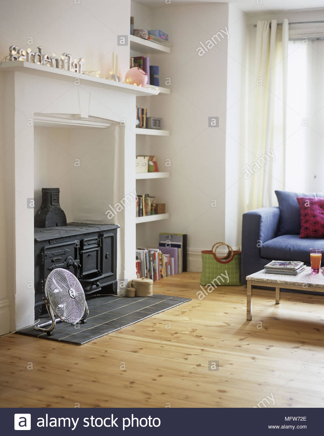 Fireplace Bookshelf New A Detail Of A Modern White Sitting Room Wood Burning Stove