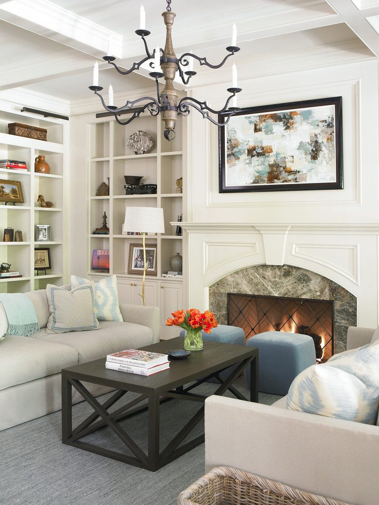 Splendid fireplace cabinets Traditional Living Room in Atlanta with beige mantel and built in bookcase