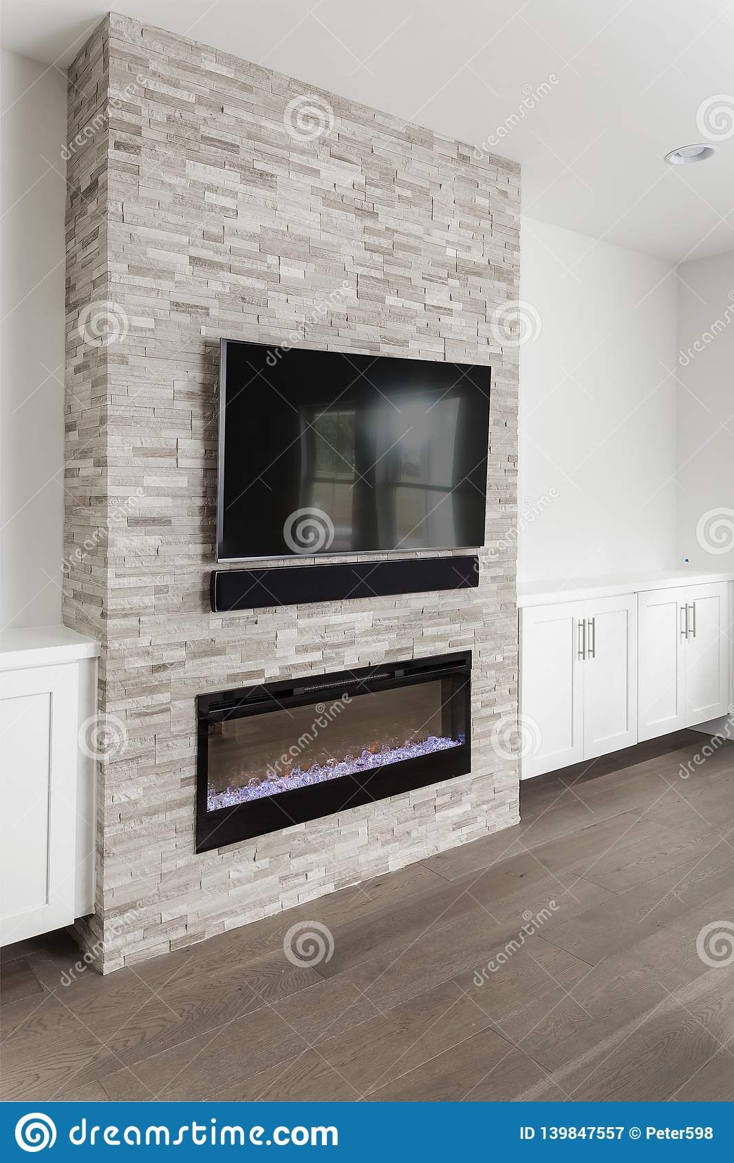 Fireplace Cabinets Awesome Stone Fireplace with White Cabinets Stock Image Image Of