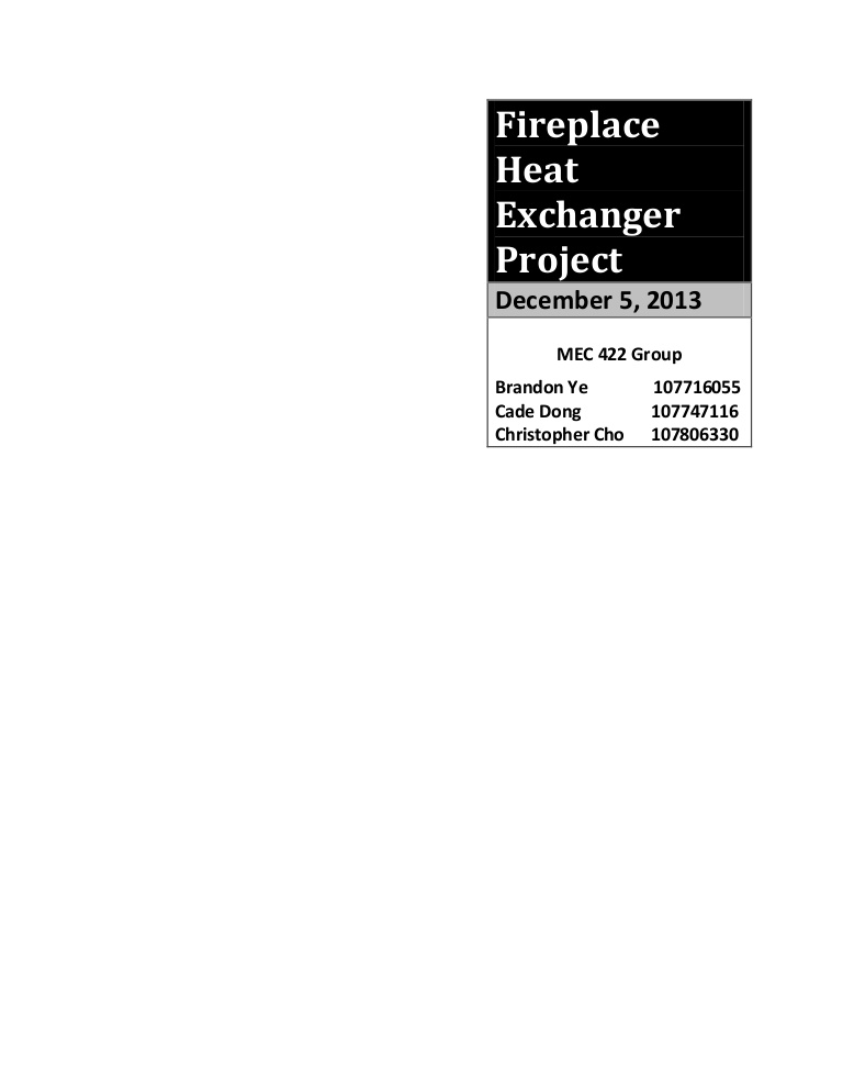 Fireplace Heat Exchanger Design mec 422 fireplace heat exchanger project