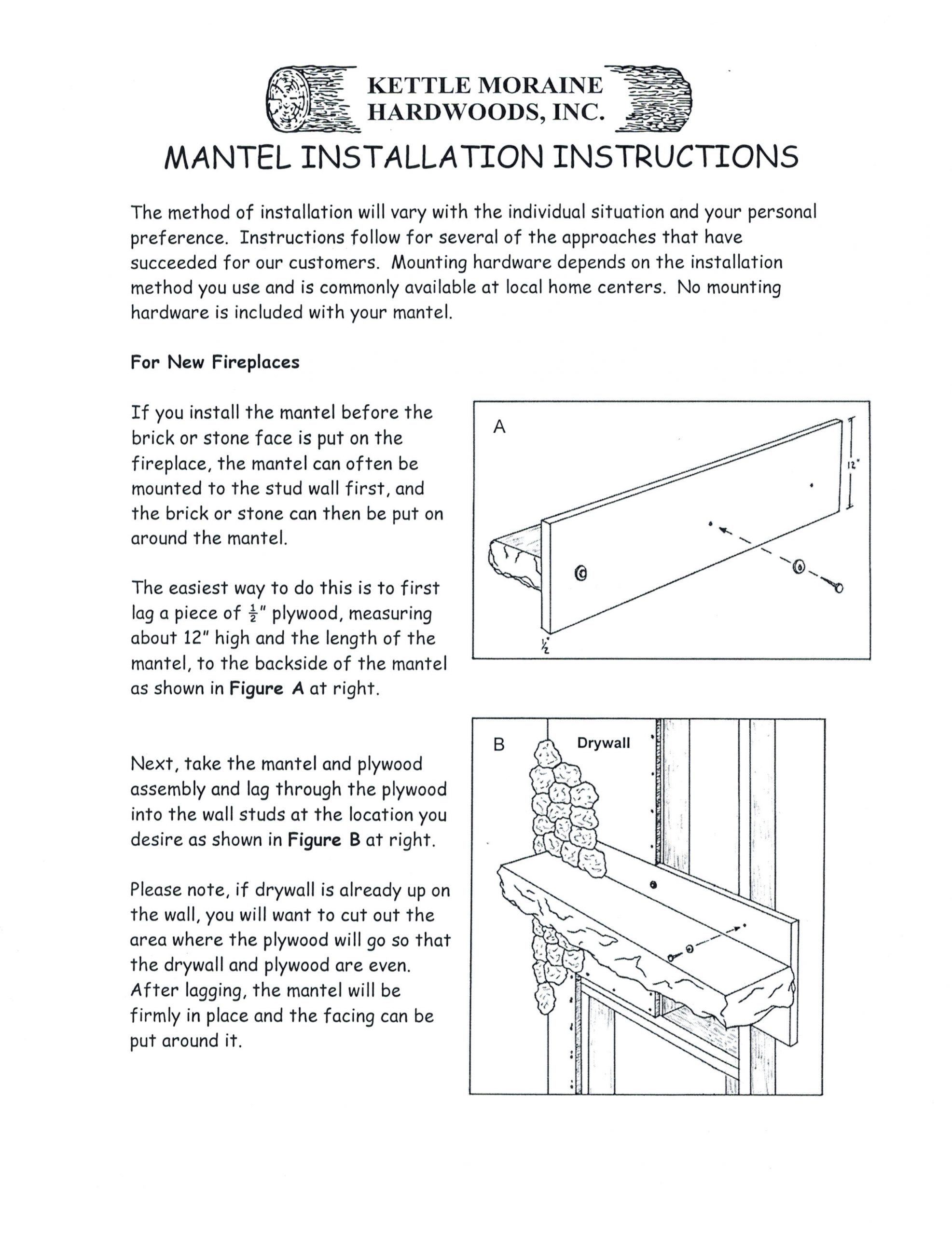 Fireplace Mantel Mounting Hardware Luxury Installation Instructions Kettle Moraine Hardwoods Inc