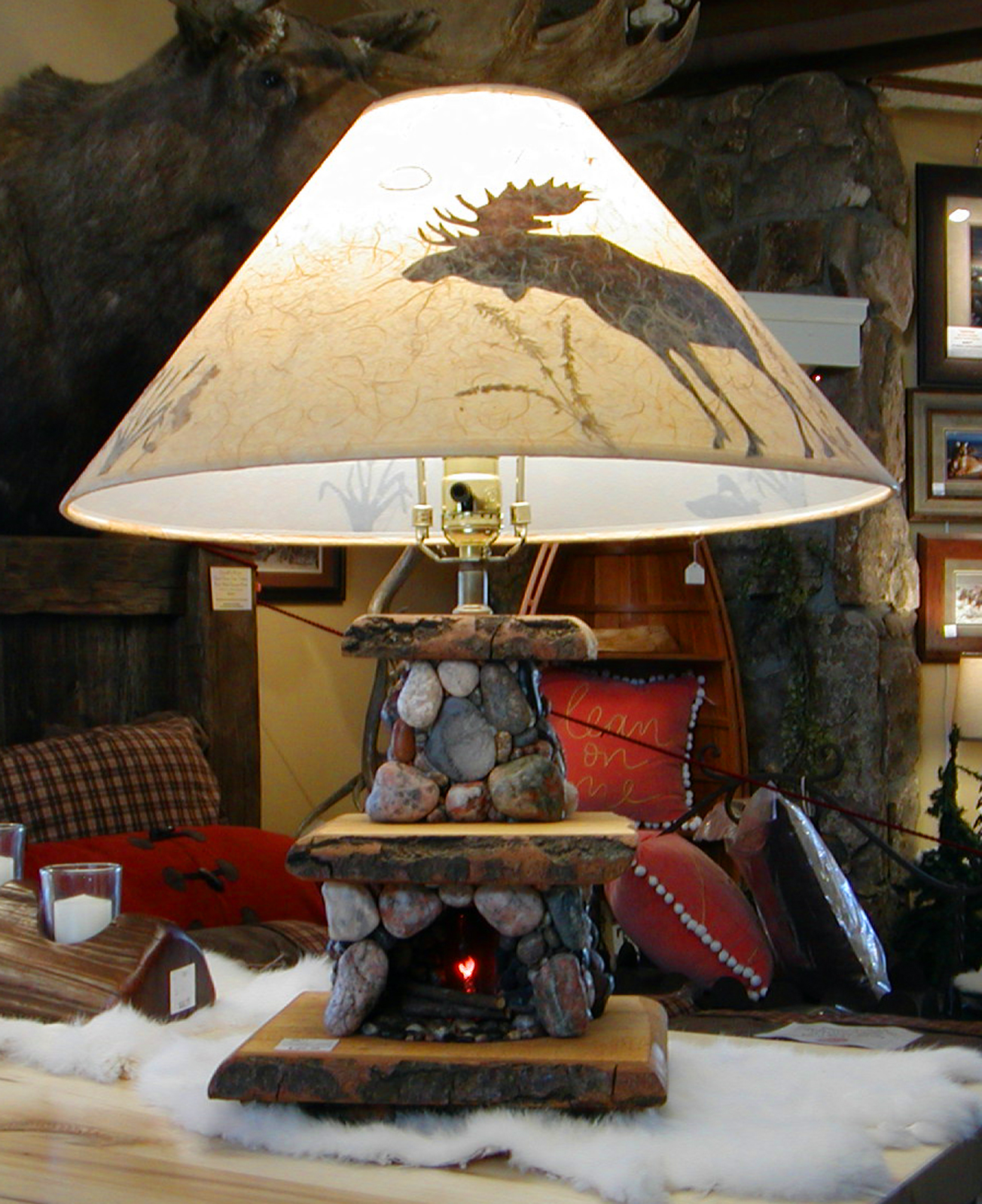 Fireplace Rocks Beautiful Cabin Fireplace Table Lamp