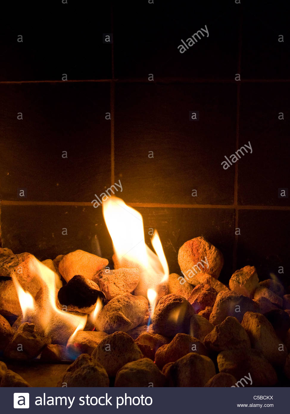 Fireplace Rocks Lovely Close Up Of Burning Rocks In the Fireplace Stock