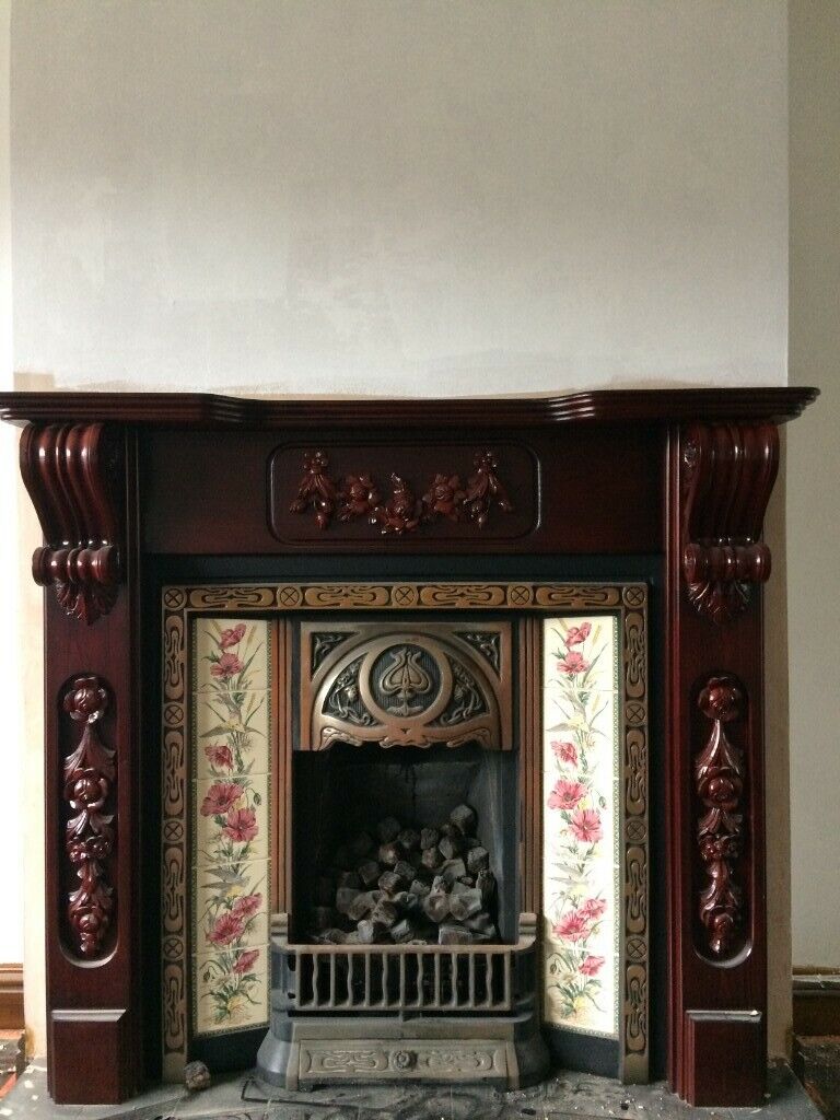 Metal Fireplace Mantel New Price Drop Fireplace Cast Iron Tiled Surround and Fender Black Tiled Hearth Wood Surround Mantel In Halesowen West Midlands