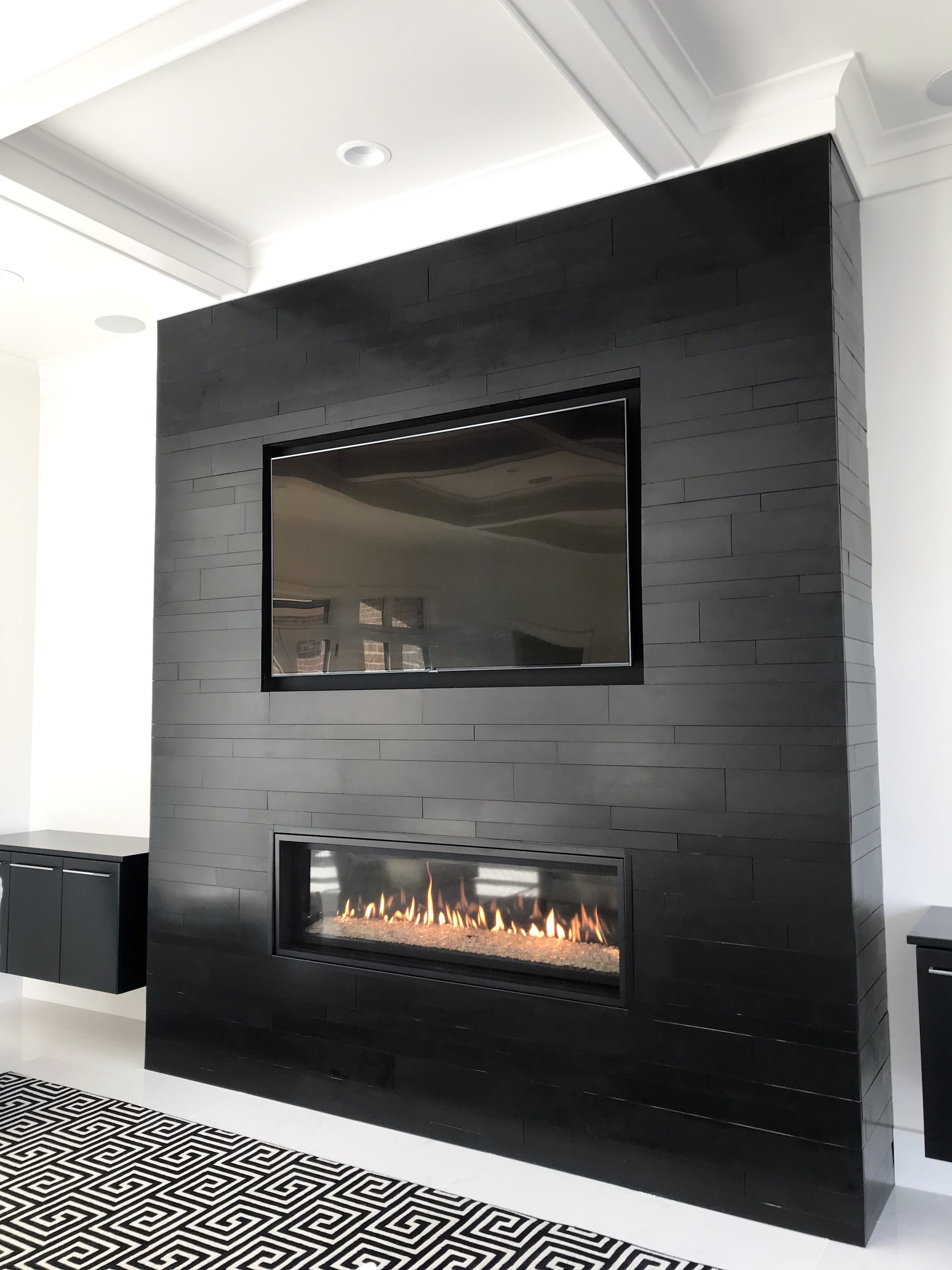 Modern Fireplace Screens Elegant Ebony Planc format Tile Modern Fireplace