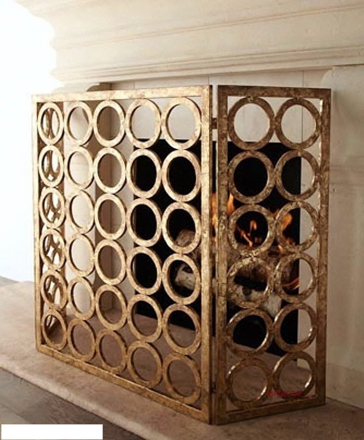 Modern Fireplace Screens Luxury Muttermui Contemporary Italian Gold Iron Circles Modern