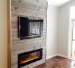 Two Sided Electric Fireplace New Plank Accent Wall Living Room