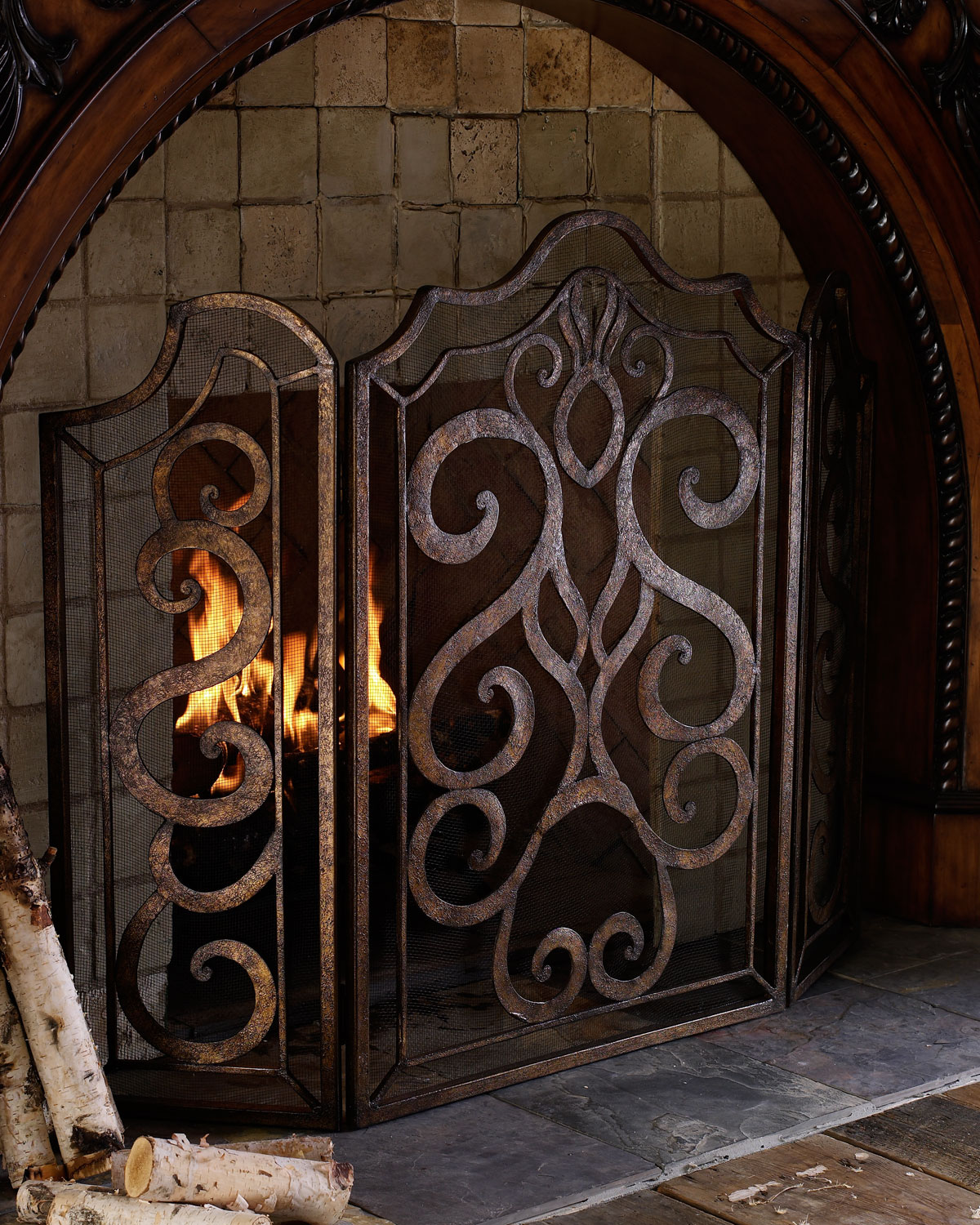 Scroll Fireplace Screen NMH2G8K mz