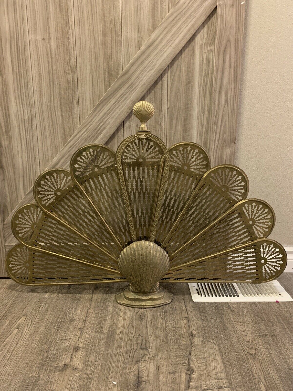 Art Deco Fireplace Screen Fresh Vintage Brass Clam Shell Folding Peacock Fireplace Screen Fan Art Deco Mcm