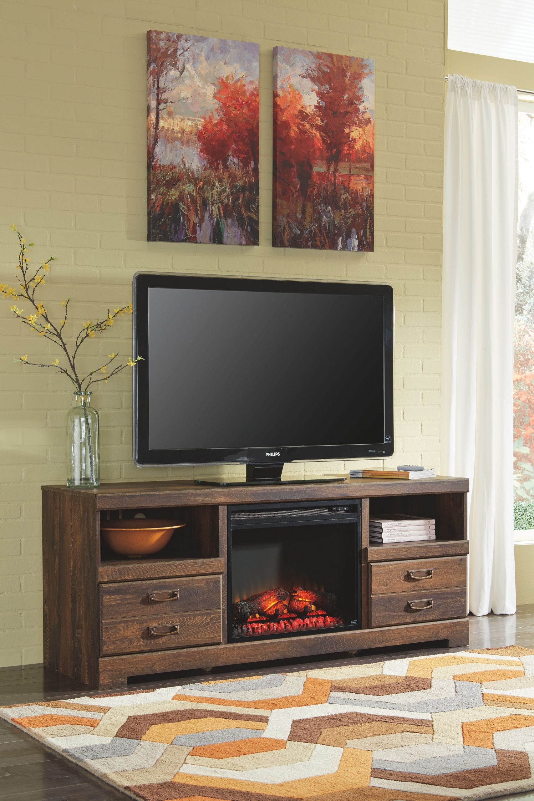 Ashley Fireplace Tv Stand Awesome Quinden Dark Brown Tv Stand with Led Fireplace