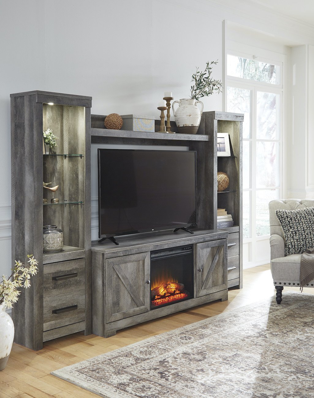 wynnlow 4 pice entertainment center with fireplace