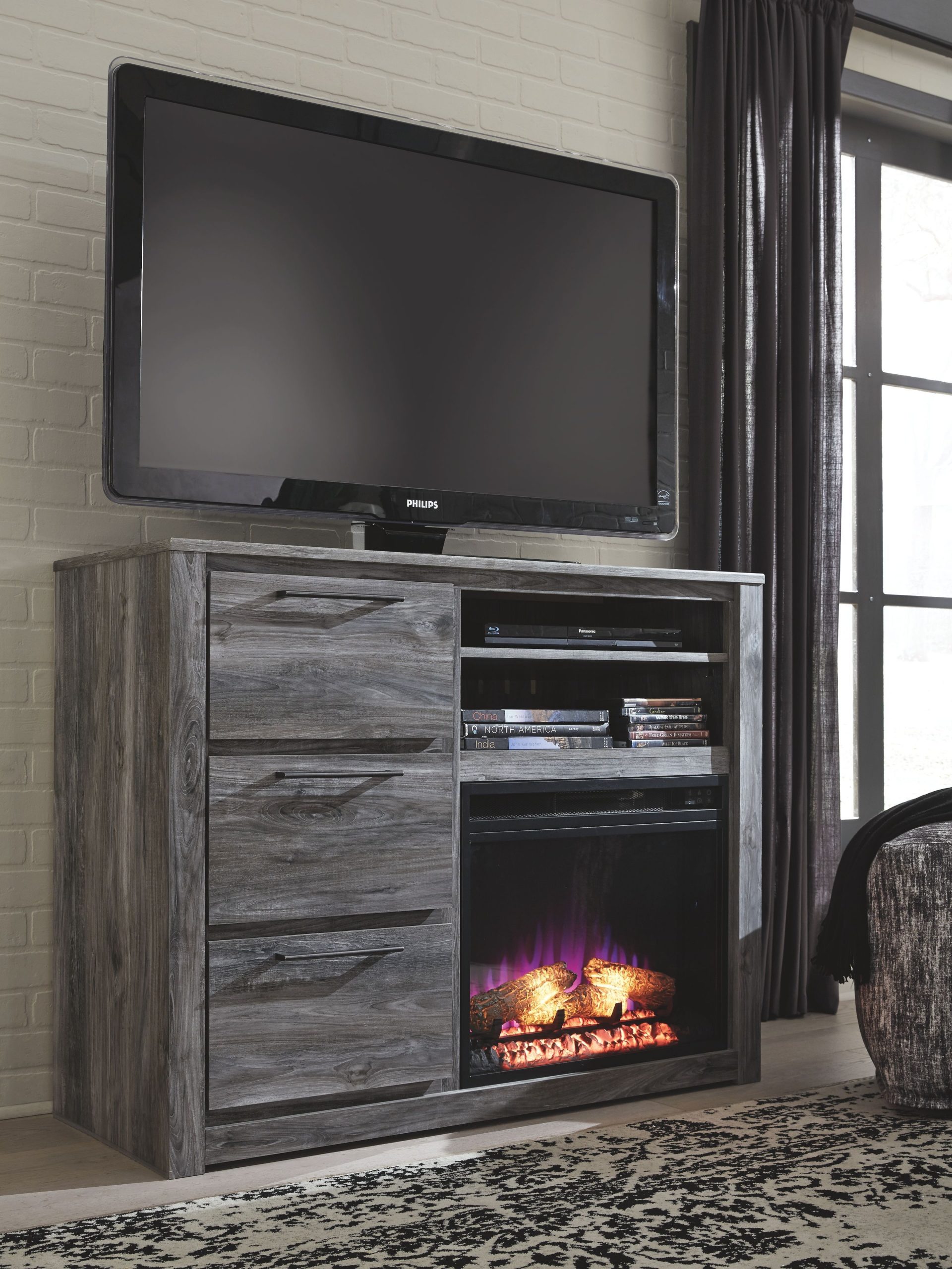 Ashley Fireplace Tv Stand Fresh Baystorm Gray Media Chest with Fireplace Insert