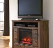 Ashley Fireplace Tv Stand Inspirational Quinden Dark Brown Media Chest with Glass Stone Fireplace Insert
