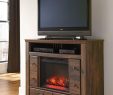 Ashley Fireplace Tv Stand Inspirational Quinden Dark Brown Media Chest with Glass Stone Fireplace Insert