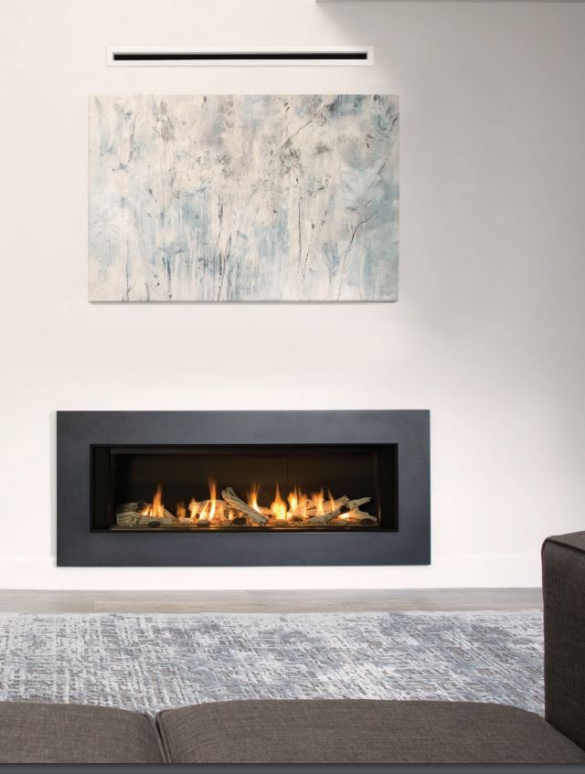 L3 Linear 66inch Gas Fireplace l3 driftwood blacktrim