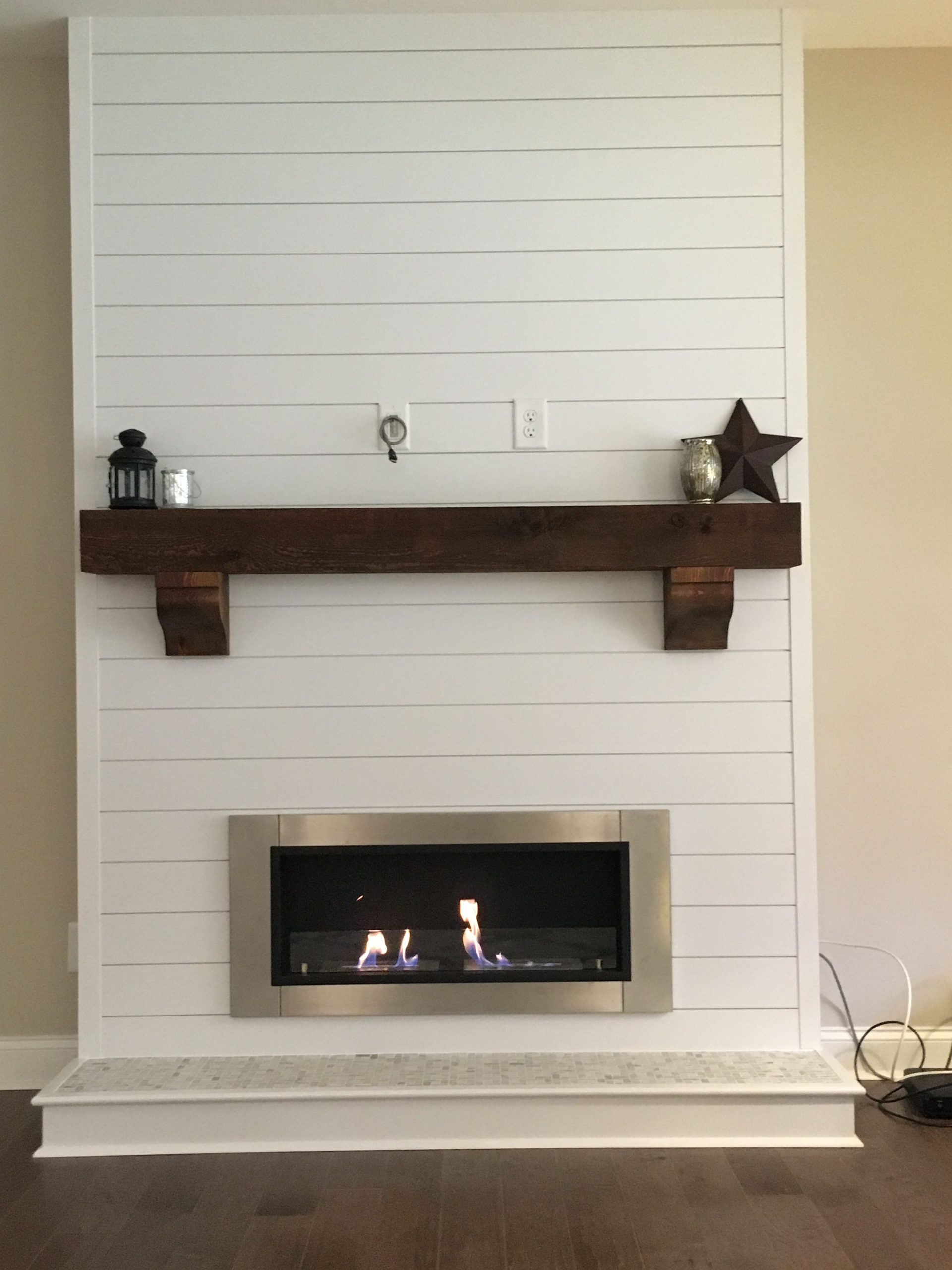 Ethanol Wall Mounted Fireplace Fresh Shiplap Bioethanol Fireplace with Rustic Beam Mantle with