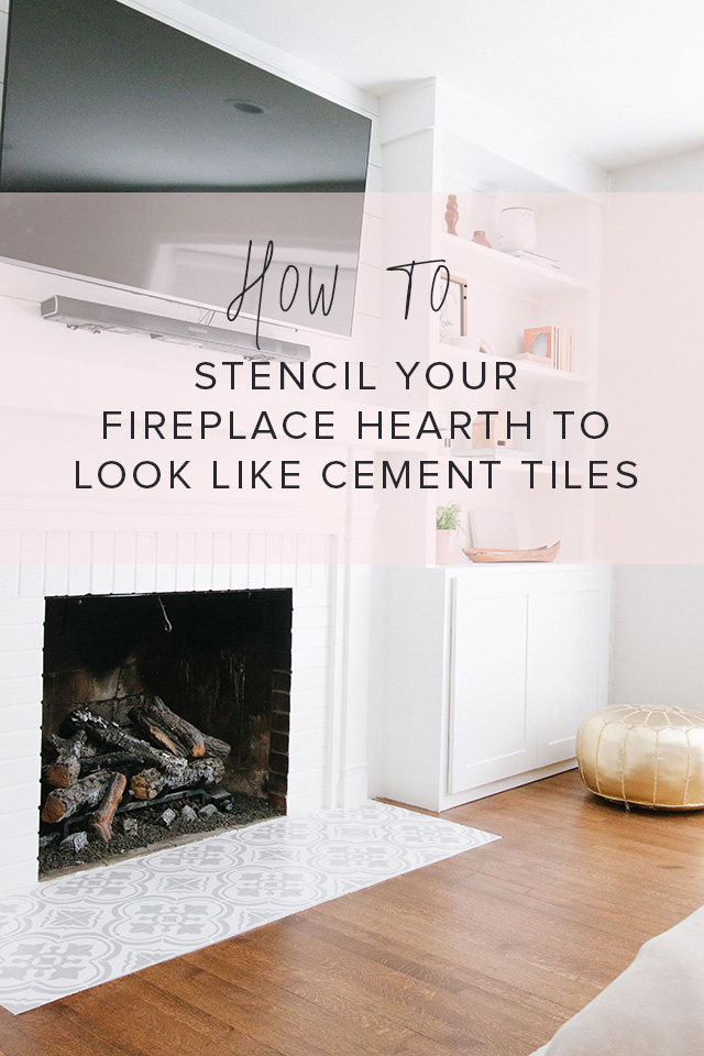 DIY Fireplace Hearth Stencil Makeover Under $100 Michaela fireplace stencil DIY