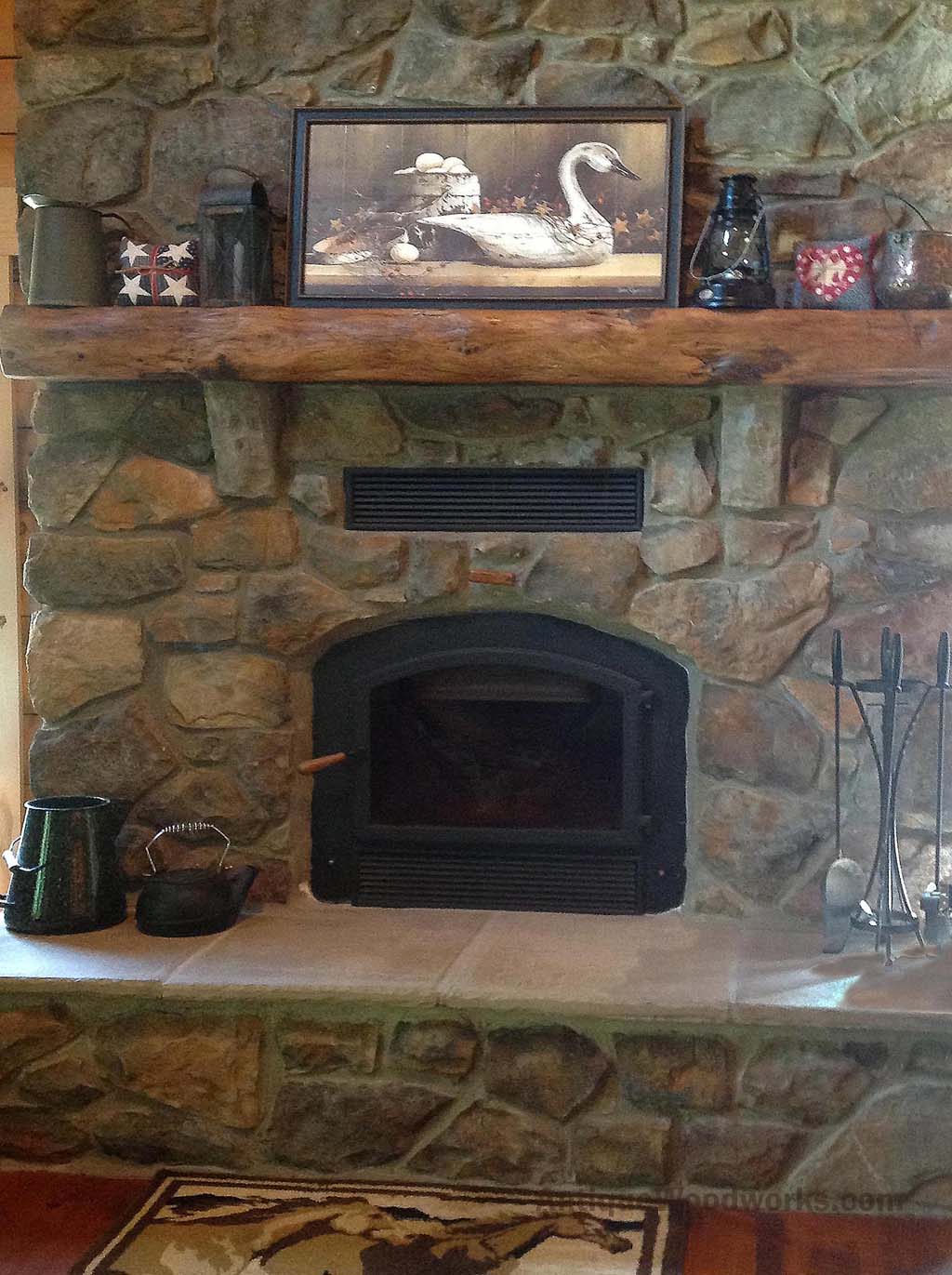 Rustic Fireplace Mantel s – Antique Woodworks reclaimed log like fireplace mantel
