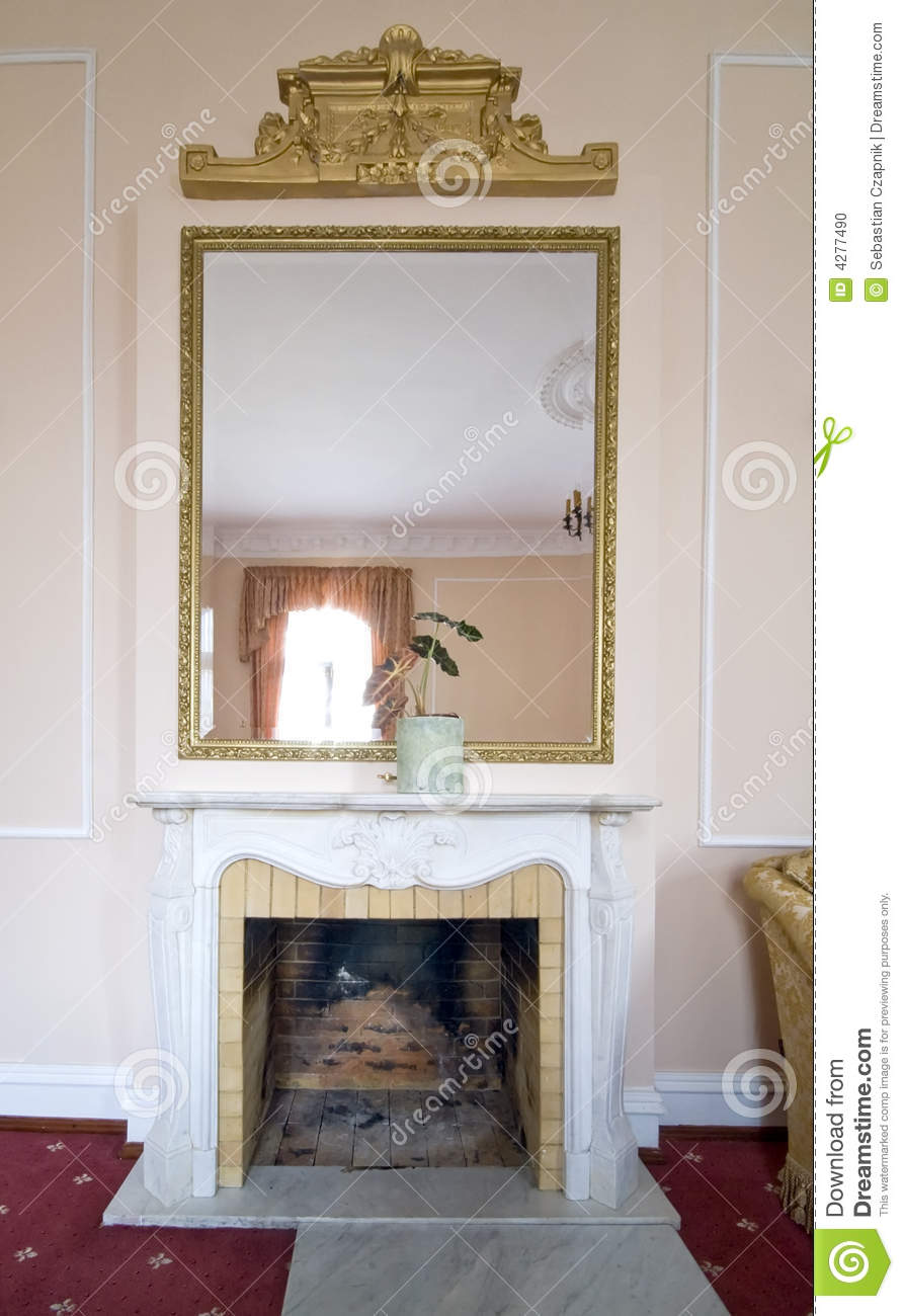 Fireplace Mirror Beautiful Fireplace and Mirror Stock Photo Image Of Place Interior