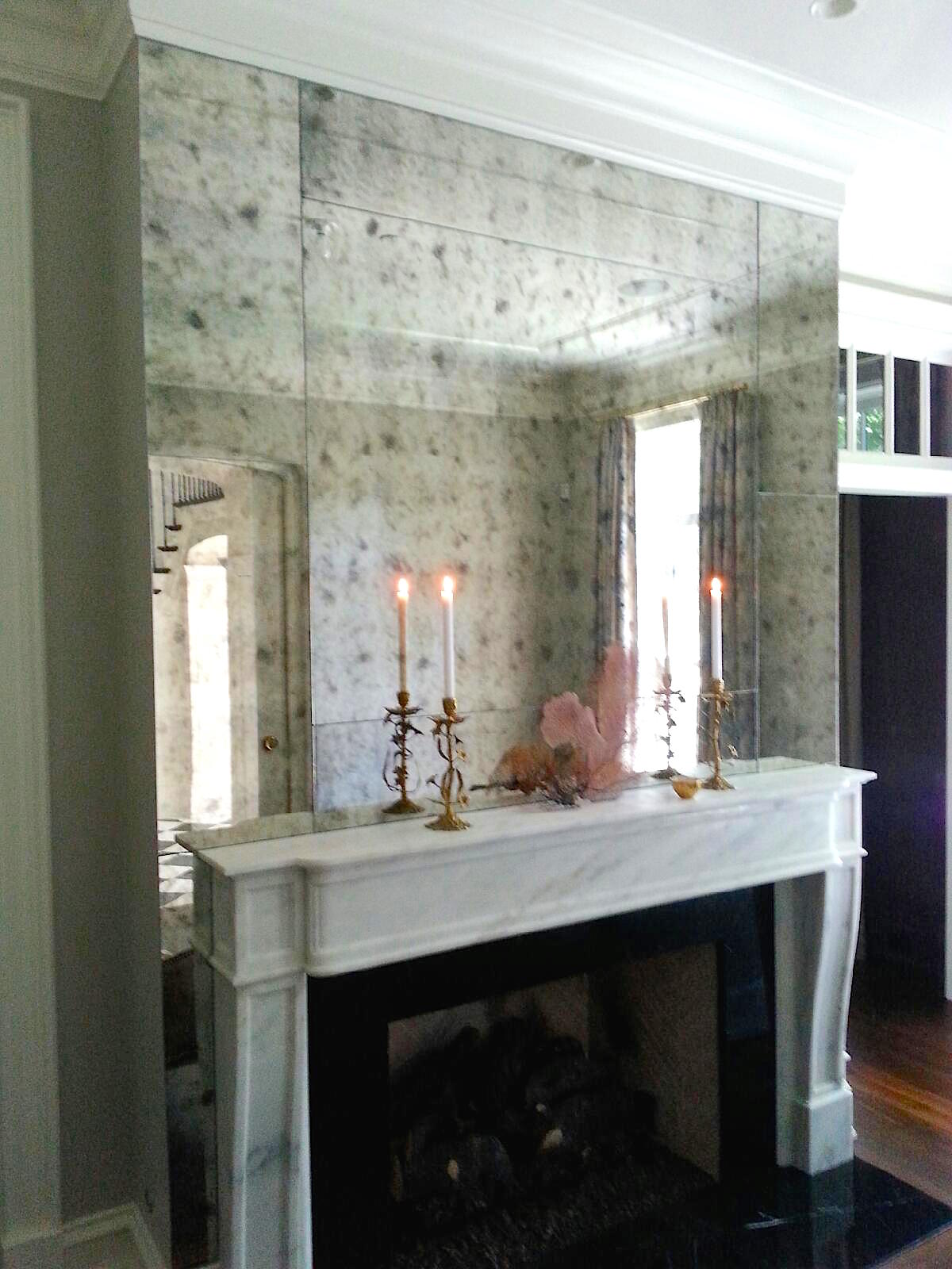 Custom Framed Mirrors Fireplace Surround Antiqued Mirrors