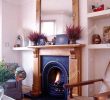 Fireplace Mirror Fresh Mirror Above Pine Fireplace with Fire Burning In Grate Stock
