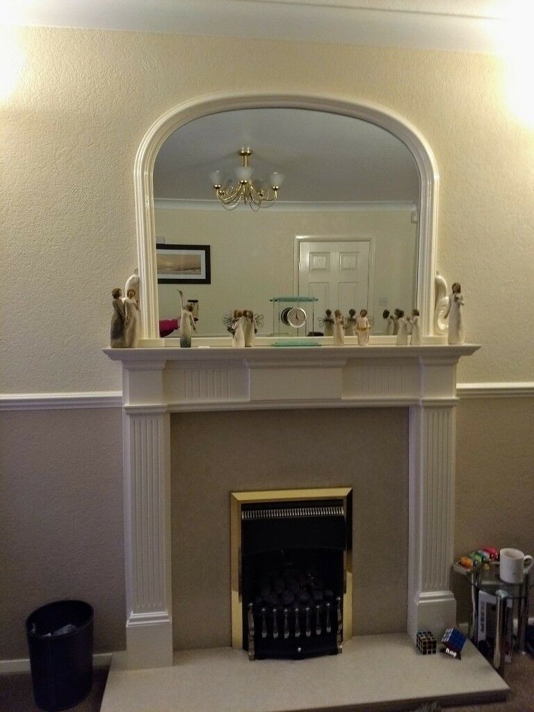 Fireplace Mirror Luxury Fireplace Mirror Marble Back and Hearth Pine Wood Painted Real Marble Back and Hearth In Huddersfield West Yorkshire