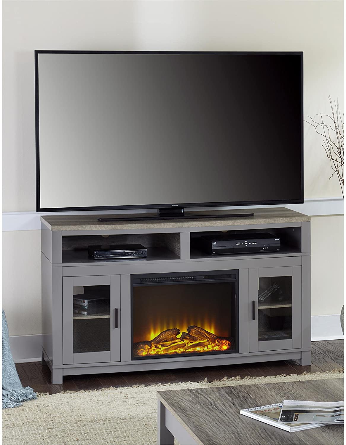 Fireplace Reflectors Awesome Ameriwood Home Carver Electric Fireplace Tv Stand for Tvs Up to 60" Wide Gray