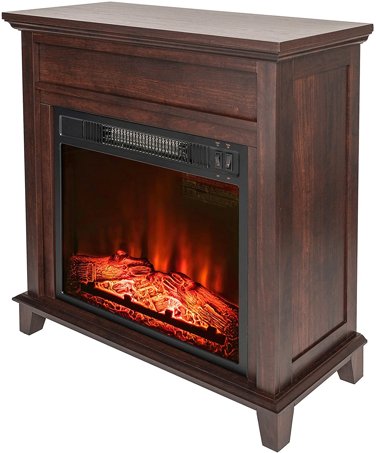 AKDY 27" Electric Fireplace Freestanding Brown Wooden Mantel Firebox 3D Flame w Logs Heater B0055B6N0A