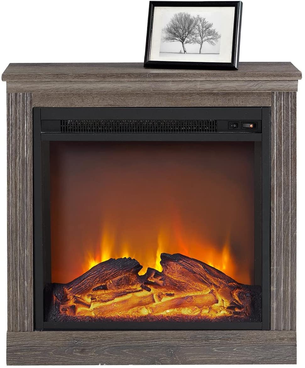 Ameriwood Home Bruxton Electric Fireplace Medium Brown B01MD0YKI6