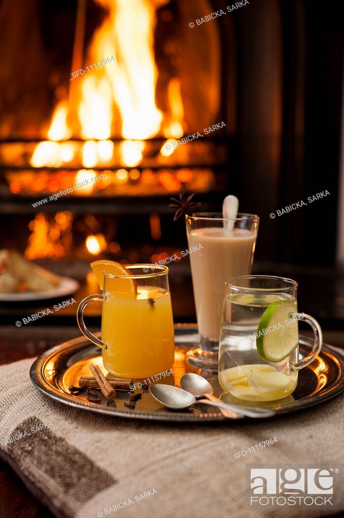 Fireplace Tray Lovely Three Different Hot Drinks On A Tray In Front Of the Fire
