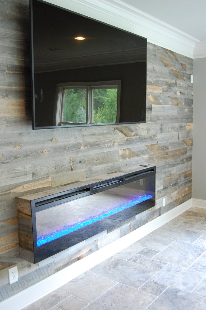 5 Red Hot Ideas for a Wood Plank Fireplace Wall wood plank fireplace wall around electric flat panel fireplace 1024x1024