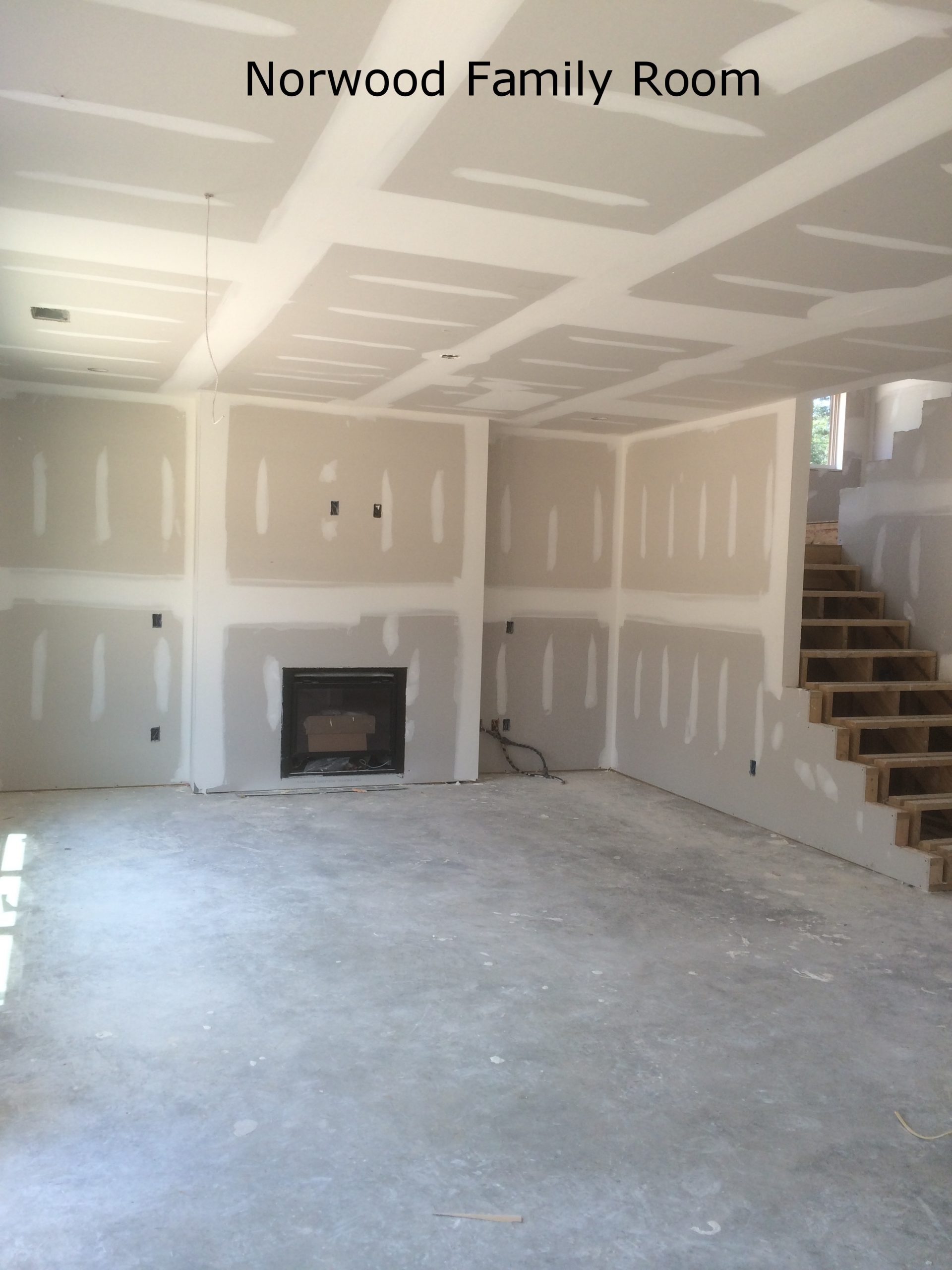 sheetrock is going up inside the houses on lot 13 and 14