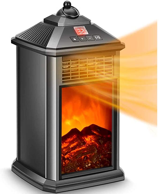 Portable Heater Electric Fireplace Heater Space Heater Fireplace 800W with Adjustable Thermostat Ceramic Remote Control Tip Over & Overheat B07VN7X9MR
