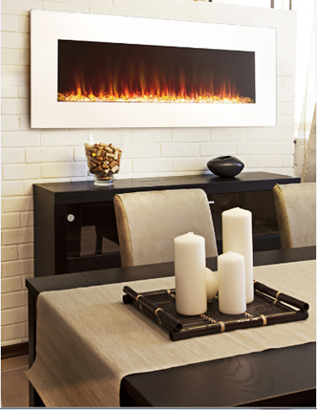 paramount 20 in x 50 in white wall mount electric fireplace