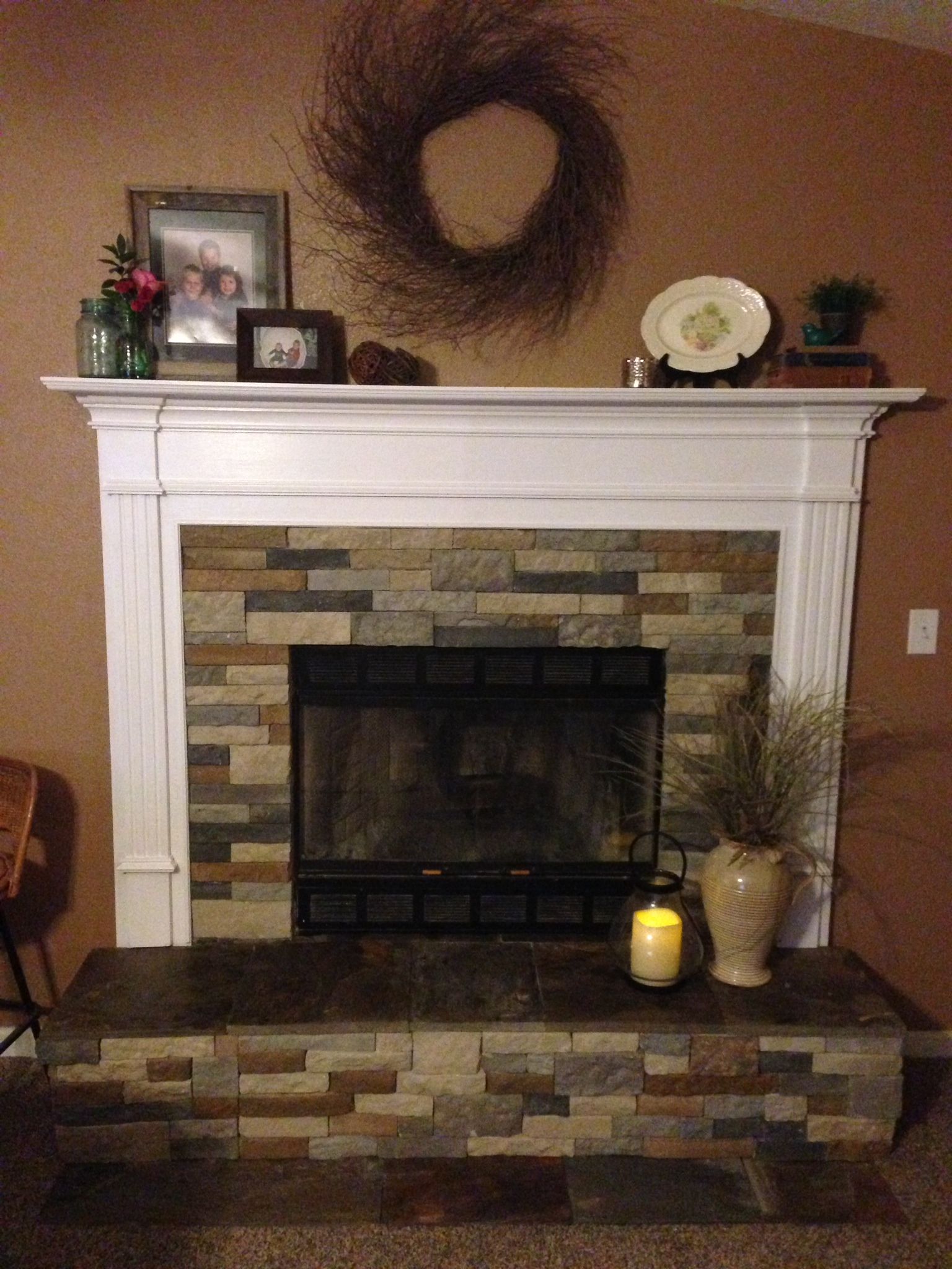 Wood Burning Fireplace Inserts Lowes New Air Stone Fireplace with Slate Mixed Autumn Mountain and